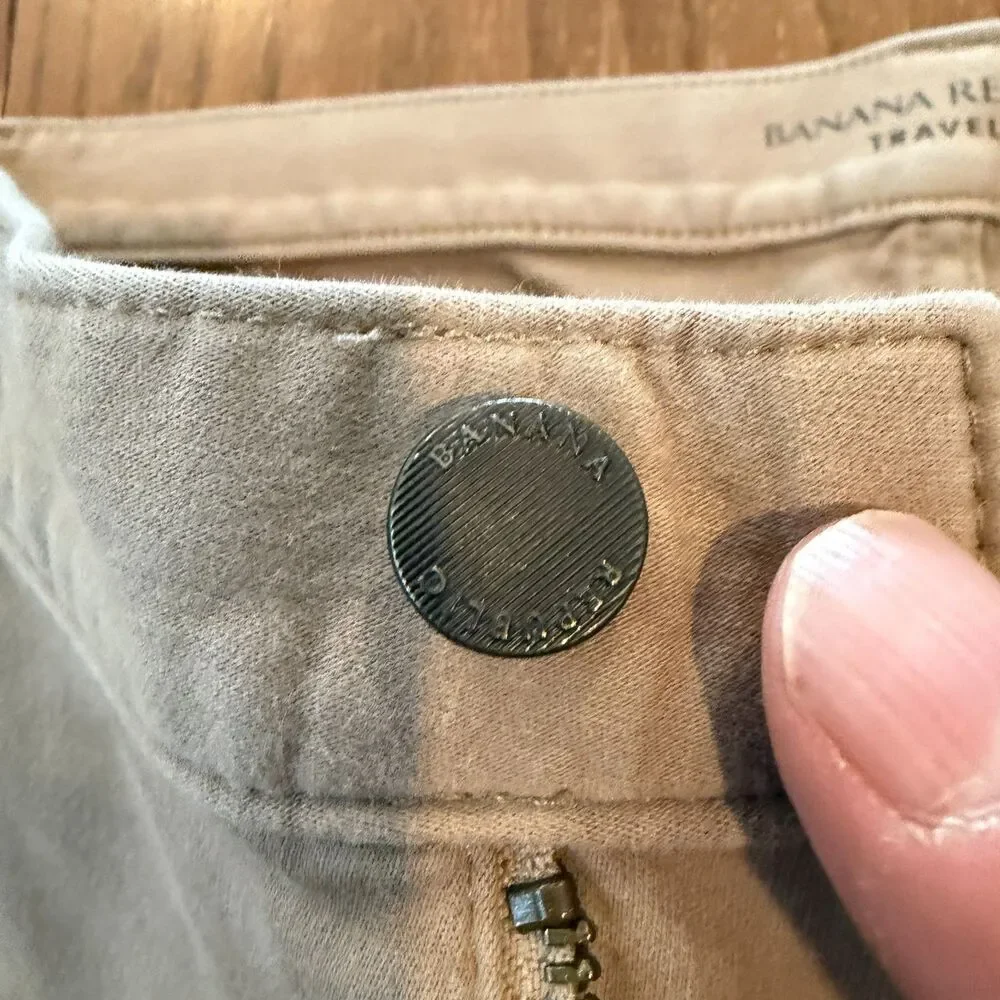 Banana Republic Traveler Slim Fit Pants 34x30 Khaki Stretch 5 Pocket Chino